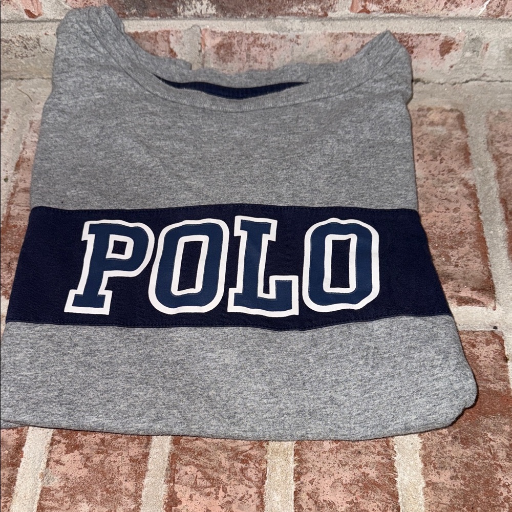 Polo by Ralph Lauren Kids Gray and Navy Polo Shirt L 14-16